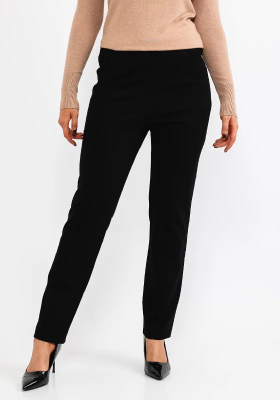 Plus size palazzo pants for women with comfortZerres Gerda Zip Comfort Trousers, Black