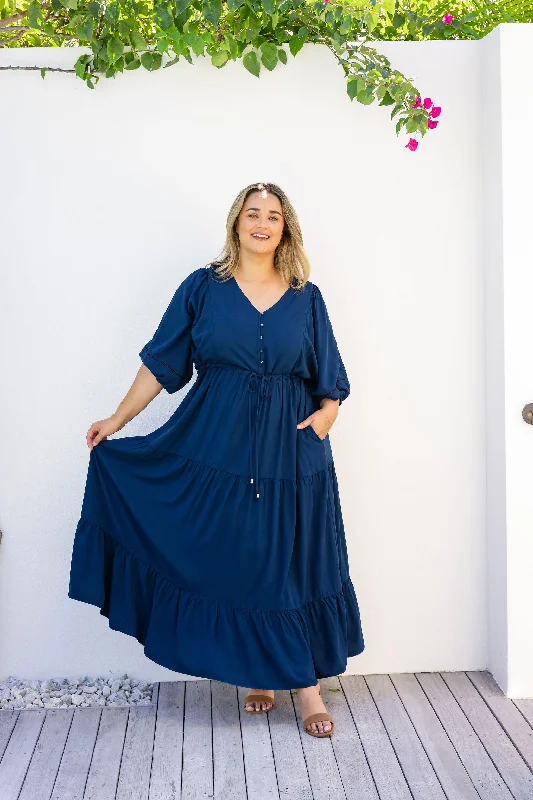 "Sleeveless dresses for women during hot summer days"Addison Dress in Navy
