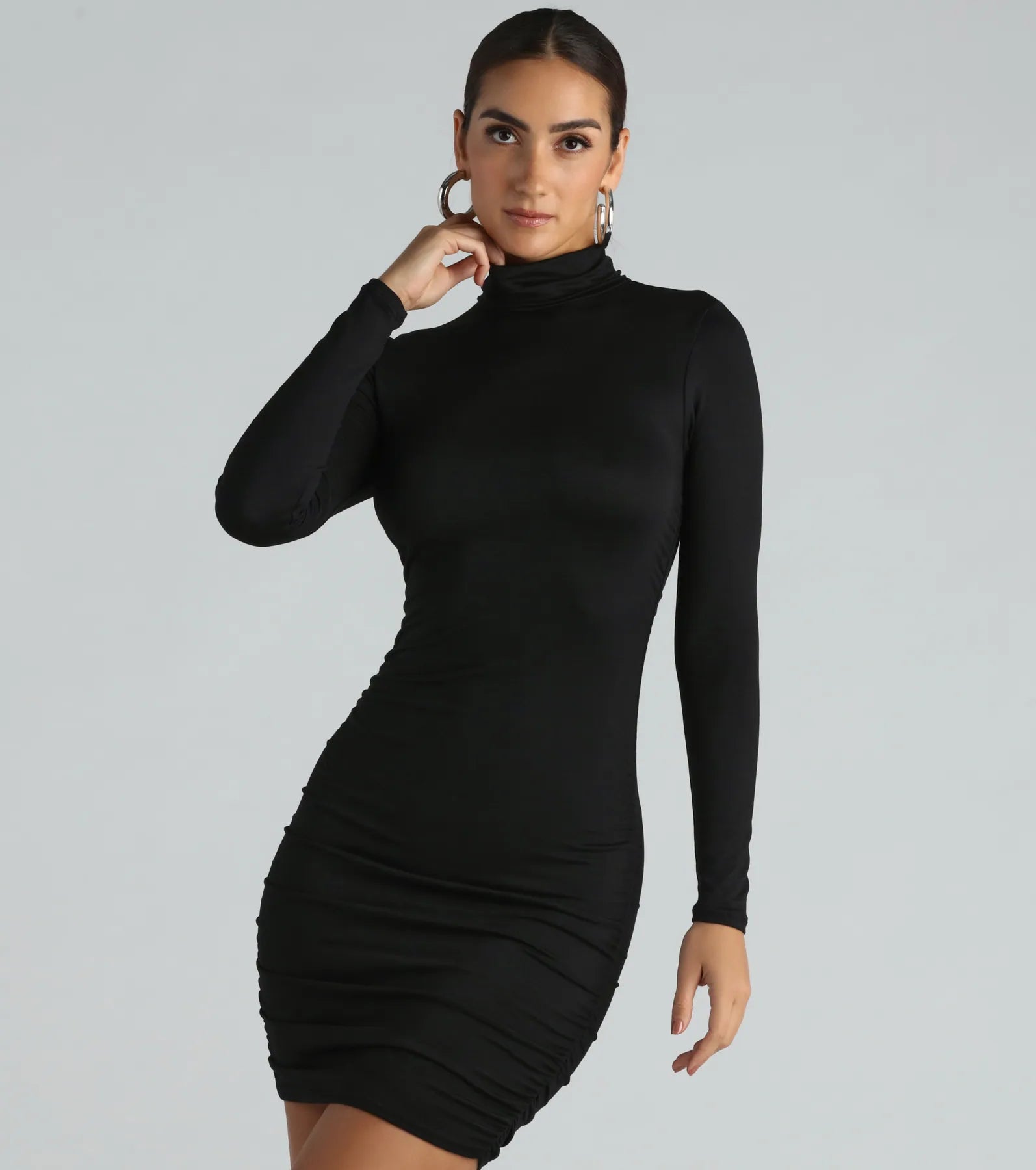 "Plus size formal dresses for women for special events"Chic In The City Turtleneck Mini Dress
