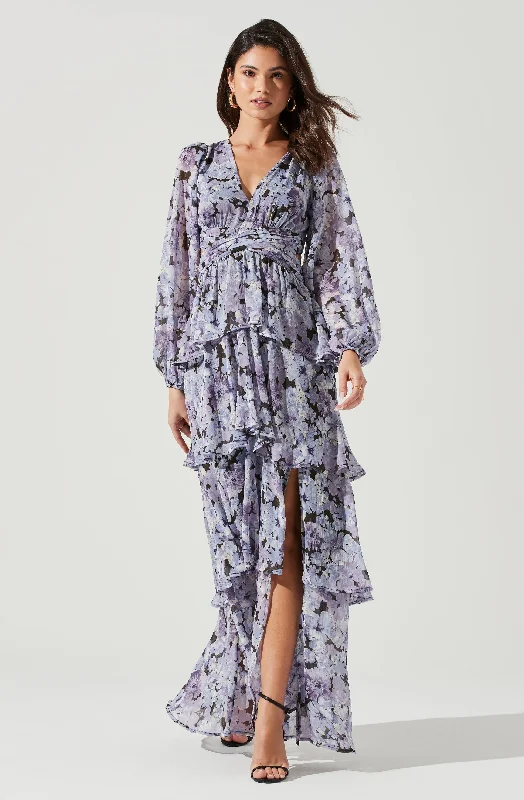 "Midi dresses for women with unique patterns"Anora Floral Tiered Maxi Dress