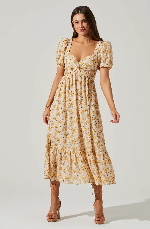 "Chiffon dresses for women with a flowy and light feel"Twist bust tie back dress