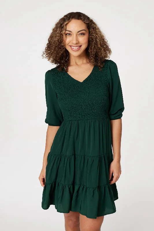"New Arrivals Discount: 20% Off on Latest Women's Dress Collections"1/2 Sleeve Smocked Mini Dress "New Arrivals Discount: 20% Off on Latest Women's Dress Collections"1/2 Sleeve Smocked Mini Dress