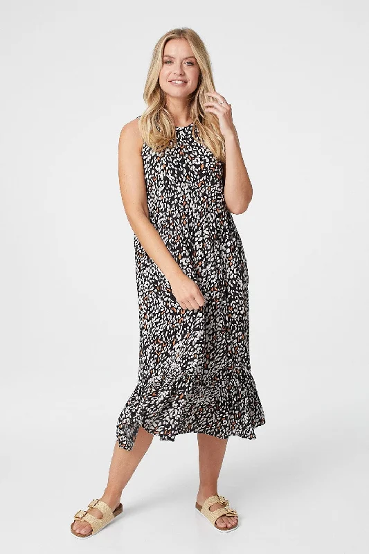 "Off - shoulder dresses for women to show off collarbones"Printed Sleeveless Smock Dress "Off - shoulder dresses for women to show off collarbones"Printed Sleeveless Smock Dress