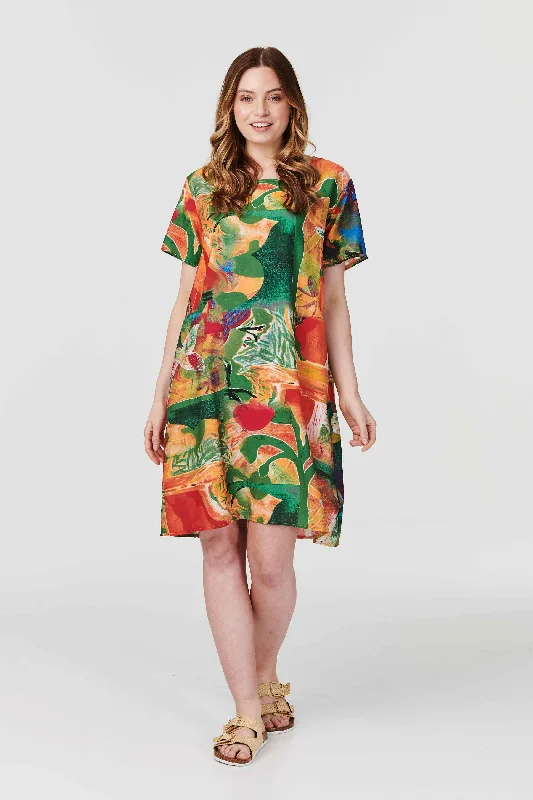 "Exclusive Discount: 30% Off All Women's Dresses for a Limited Period"Abstract Print Tunic Dress "Exclusive Discount: 30% Off All Women's Dresses for a Limited Period"Abstract Print Tunic Dress