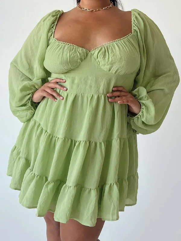 "Comfortable maternity dresses for pregnant women"Danny Long Sleeve Mini Dress Green Curve "Comfortable maternity dresses for pregnant women"Danny Long Sleeve Mini Dress Green Curve