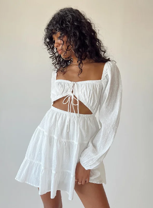 "Polka dot dresses for women with a retro vibe"Emelia Mini Dress White