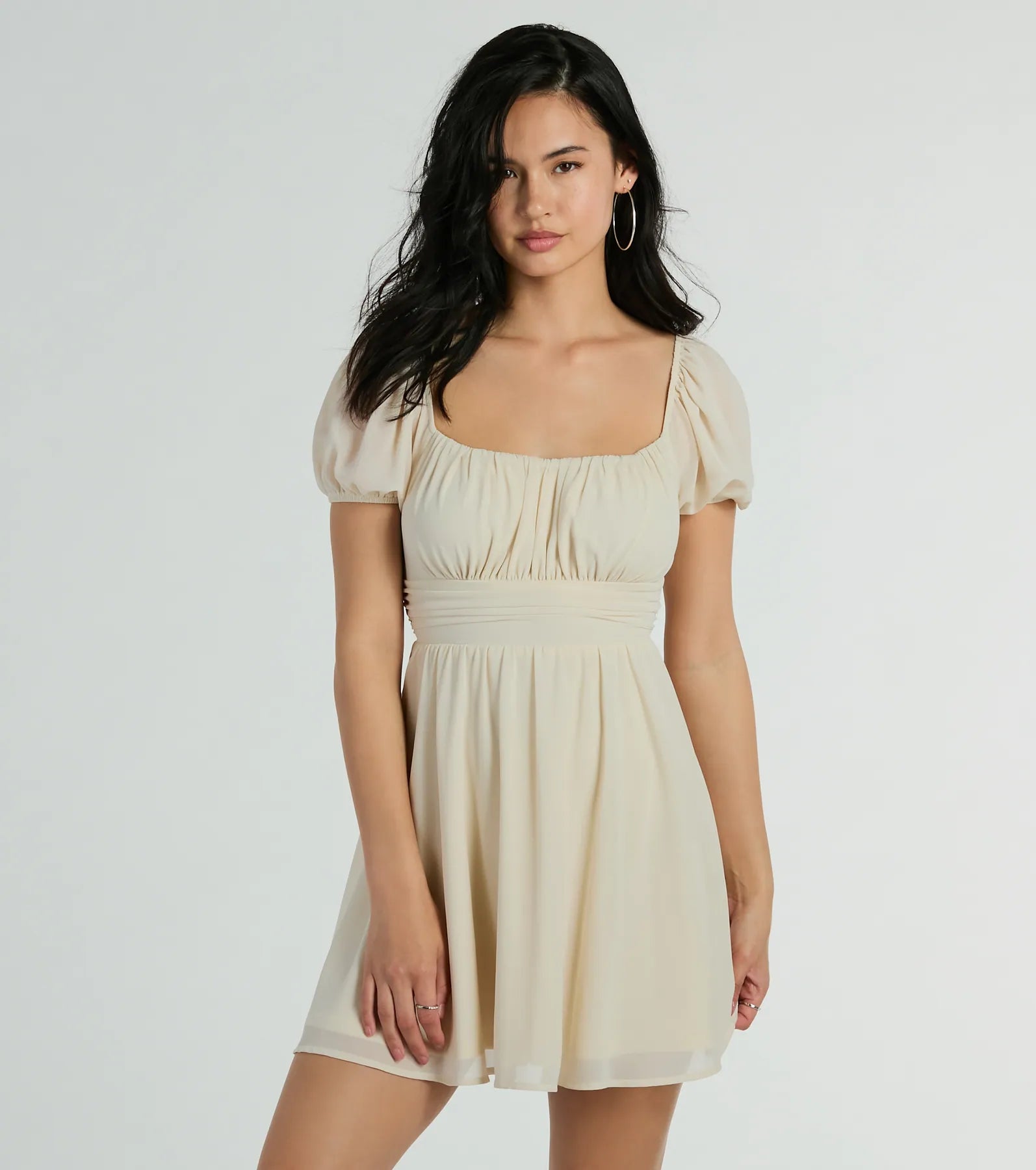 "Elegant wedding guest dresses for women under $100"Flirt And Twirl Puff Sleeve Tie-Back Skater Dress "Elegant wedding guest dresses for women under $100"Flirt And Twirl Puff Sleeve Tie-Back Skater Dress