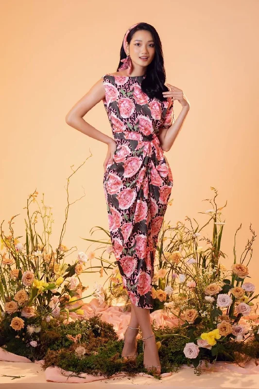 "Ruffled dresses for women for added femininity"Lance Asymmetric Sleeves Dress