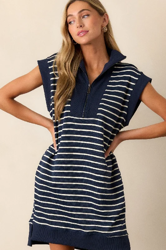 "Comfortable maternity dresses for pregnant women"Leave It To Me Navy Stripe Mini Dress "Comfortable maternity dresses for pregnant women"Leave It To Me Navy Stripe Mini Dress