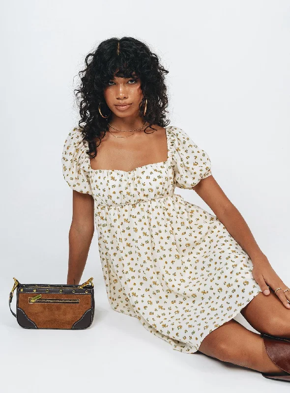 "Comfortable maternity dresses for pregnant women"Let's Dance Mini Dress Yellow Floral