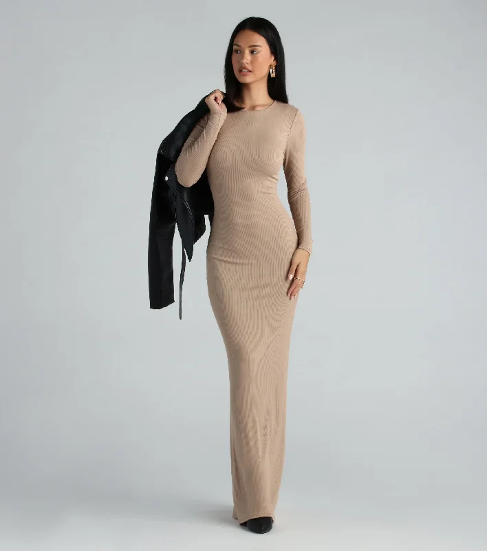 "Animal print dresses for women who love bold styles"Looking For The One Basic Long Sleeve Maxi Dress