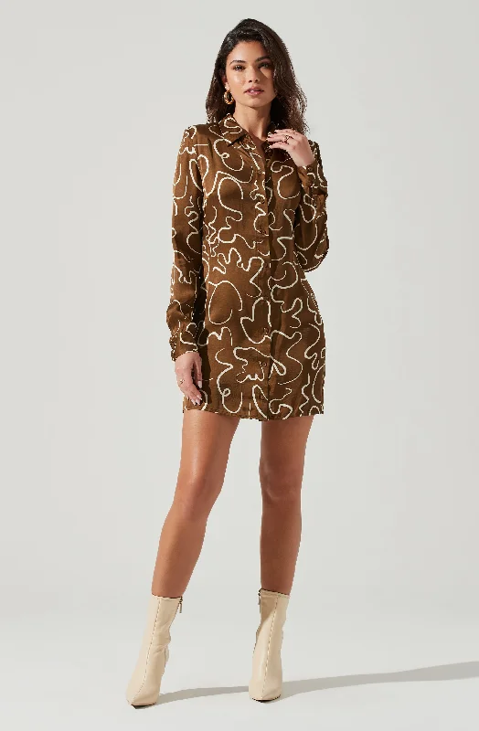 "Maxi dresses for women to wear in the fall"Retro Abstract Print Long Sleeve Mini Dress "Maxi dresses for women to wear in the fall"Retro Abstract Print Long Sleeve Mini Dress