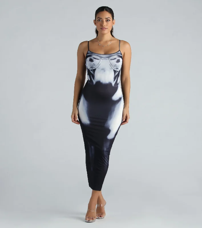 "Work - appropriate dresses for professional women"See Through Me X-Ray Graphic Maxi Dress