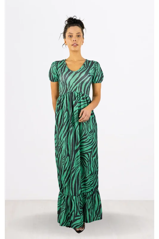 "Work - appropriate dresses for professional women"Signage Black Zebra Print Round Neck Maxi Dress "Work - appropriate dresses for professional women"Signage Black Zebra Print Round Neck Maxi Dress