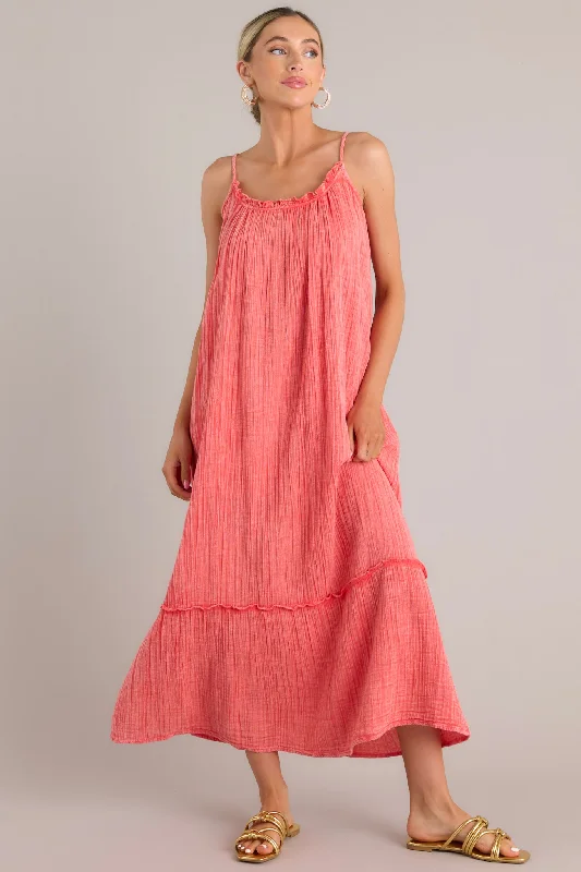 "VIP Sale: Extra 15% Off on Women's Dresses for Our Loyal Customers"Strawberry Fields Coral Cotton Gauze Maxi Dress