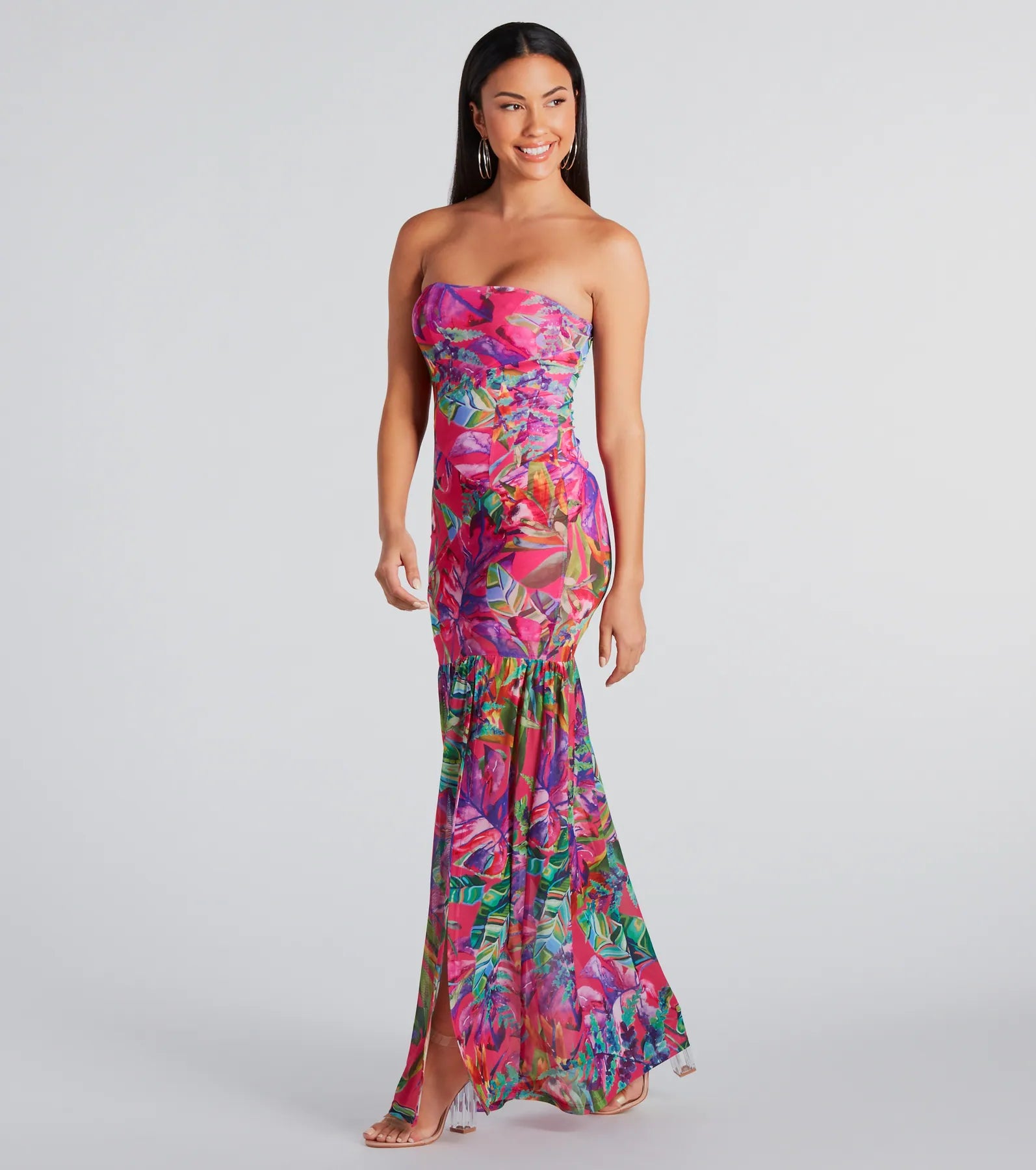 Clearance Sale: Women's Dresses Stunning Destination Tropical Ruffle Maxi Dress