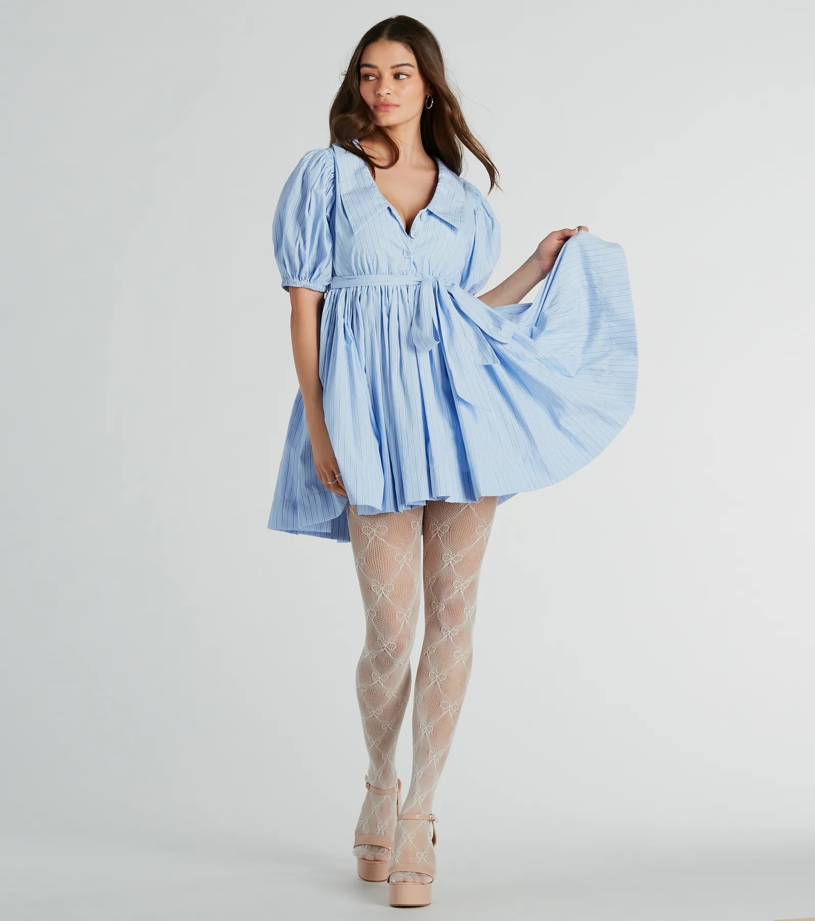 "Bohemian - style women's dresses for music festivals"Sweet Vibes Collared Striped Woven Skater Dress "Bohemian - style women's dresses for music festivals"Sweet Vibes Collared Striped Woven Skater Dress