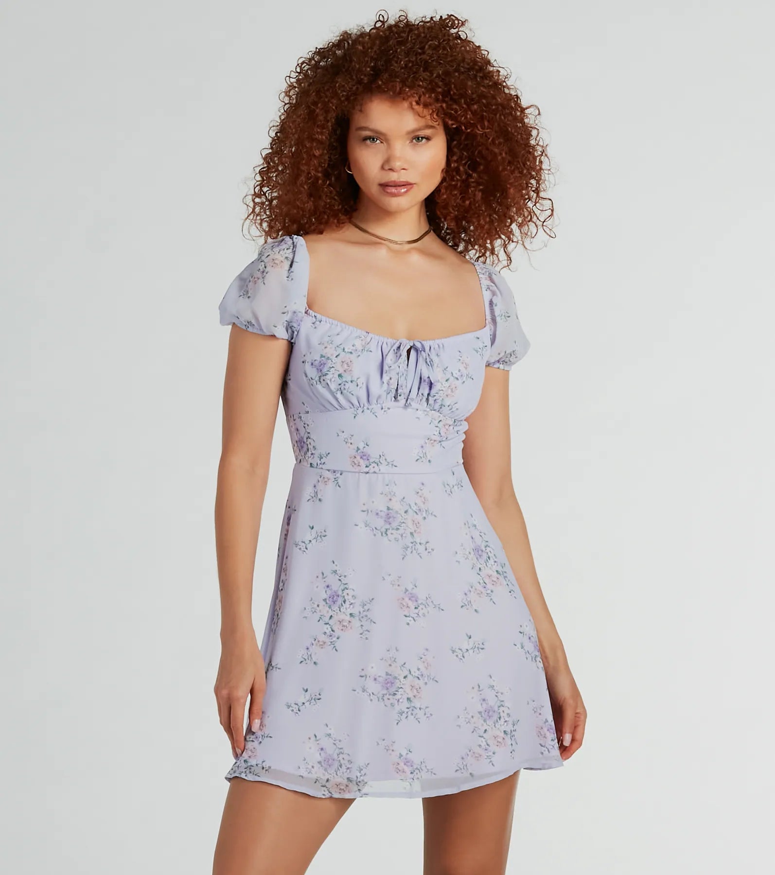 Clearance Sale: Women's Dresses Sweetest Style Puff Sleeve Floral Chiffon Skater Dress Clearance Sale: Women's Dresses Sweetest Style Puff Sleeve Floral Chiffon Skater Dress