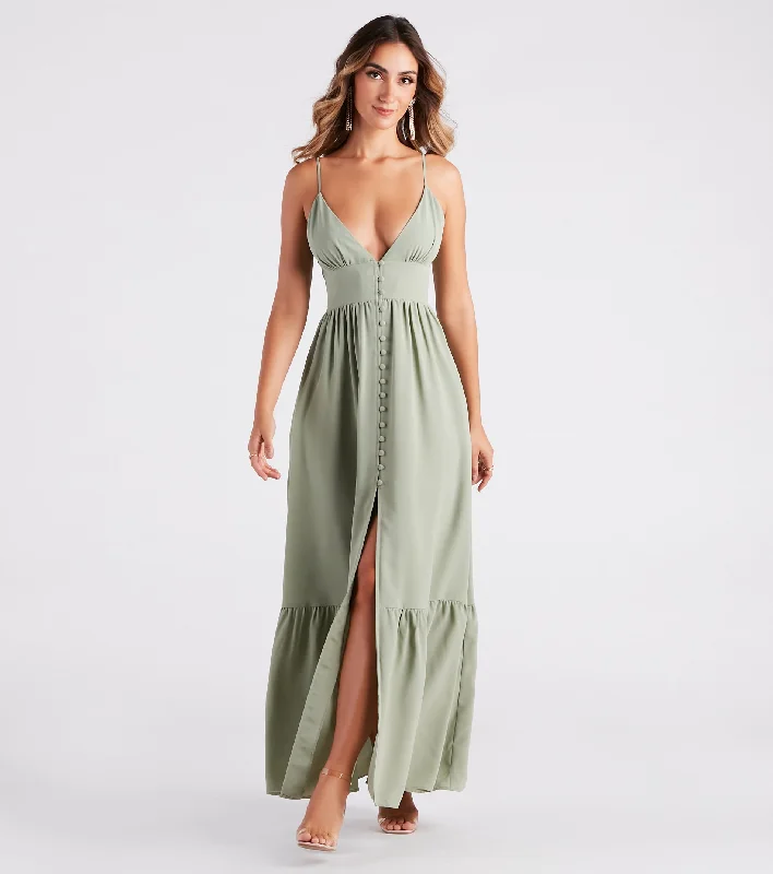 "Bundle and Save: Buy Multiple Women's Dresses and Get a Discount"Swept Off Your Feet Button Ruffle Maxi Dress "Bundle and Save: Buy Multiple Women's Dresses and Get a Discount"Swept Off Your Feet Button Ruffle Maxi Dress