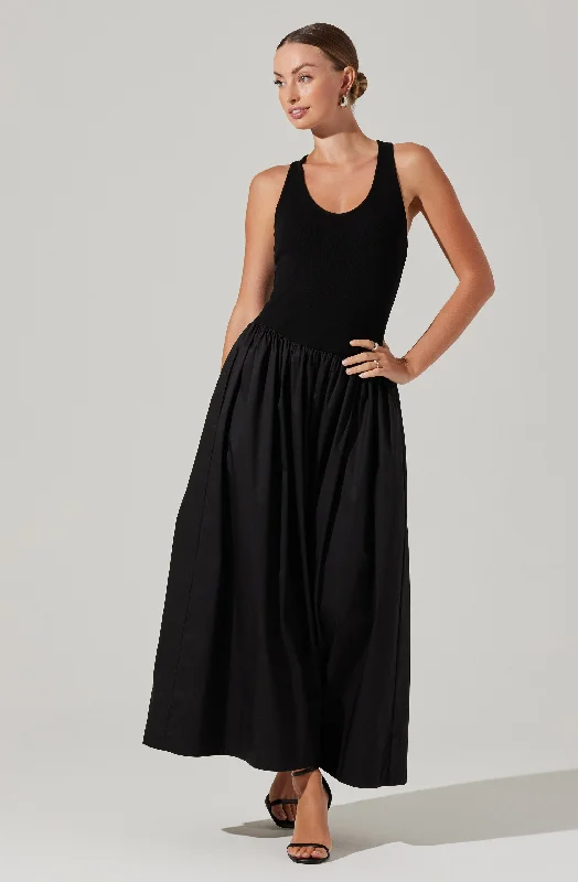 "Beaded dresses for women for a glamorous look"Zandra Mixed Media Maxi Dress