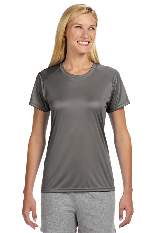 Long - sleeved women's T - shirt with a balloon - sleeve designA4 Womens Performance Moisture Wicking Short Sleeve Crewneck T-Shirt - Graphite Grey