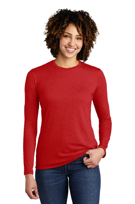 Cable knit women's T - shirt with a cable - textured pocketAllmade Womens Long Sleeve Crewneck T-Shirt - Rise Up Red