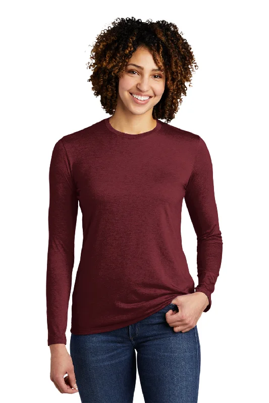Long - sleeved women's T - shirt with a flutter - sleeve designAllmade Womens Long Sleeve Crewneck T-Shirt - Vino Red