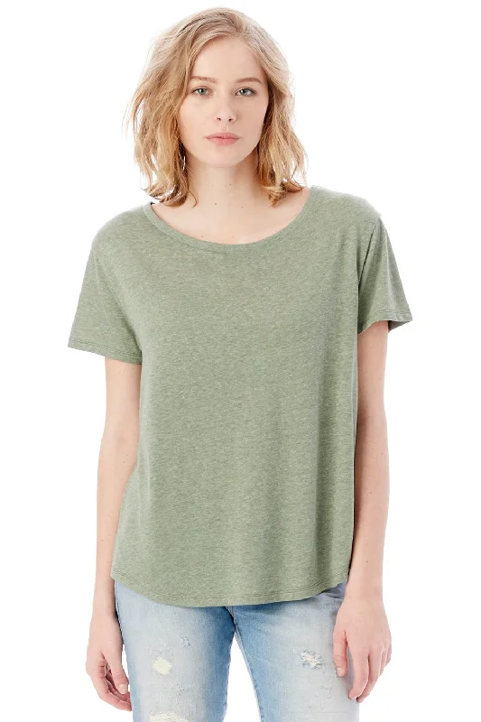 Women's T - shirt with a patchwork designAlternative Womens Backstage Vintage Short Sleeve Crewneck T-Shirt - Vintage Pine Green