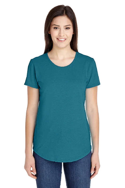 Color - blocked women's T - shirt for a bold statementGildan Womens Short Sleeve Crewneck T-Shirt - Heather Galapagos Blue - Closeout