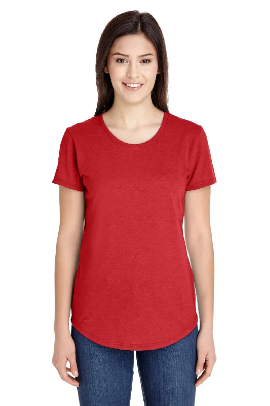 Embroidered women's T - shirt with floral designsGildan Womens Short Sleeve Crewneck T-Shirt - Heather Red - Closeout