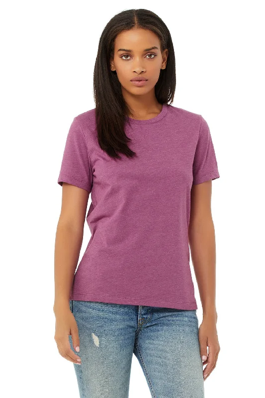 Long - length women's T - shirt to wear as a cover - upBella + Canvas Womens CVC Short Sleeve Crewneck T-Shirt - Heather Magenta