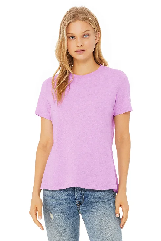 Striped women's T - shirt with a vertical patternBella + Canvas Womens CVC Short Sleeve Crewneck T-Shirt - Heather Prism Lilac