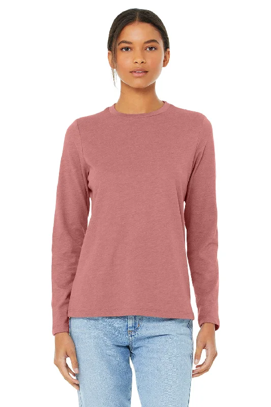 A - line women's T - shirt dress for a feminine silhouetteBella + Canvas Womens Jersey Long Sleeve Crewneck T-Shirt - Heather Mauve