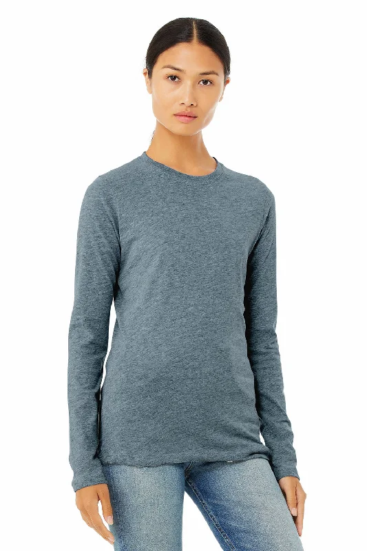 Fitted women's turtleneck T - shirtBella + Canvas Womens Jersey Long Sleeve Crewneck T-Shirt - Heather Slate