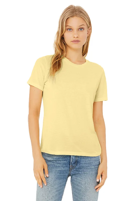 Women's T - shirt with a cut - out detailBella + Canvas Womens Short Sleeve Crewneck T-Shirt - Pale Yellow