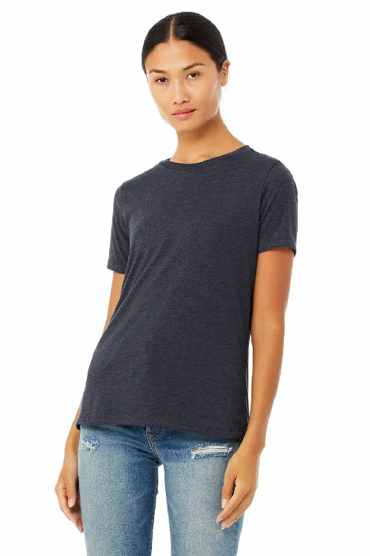 Women's T - shirt with a color - changing yarnBella + Canvas Womens CVC Short Sleeve Crewneck T-Shirt - Heather Navy Blue