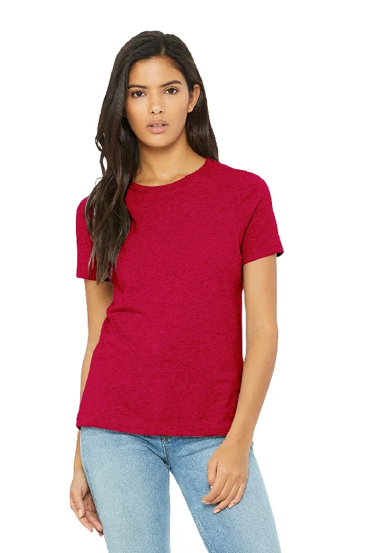 Fuzzy women's T - shirt with a hoodBella + Canvas Womens CVC Short Sleeve Crewneck T-Shirt - Heather Red