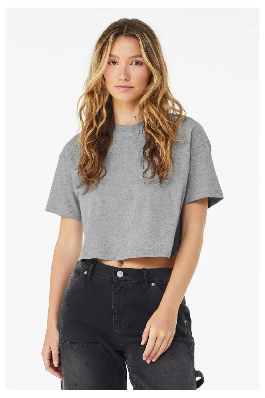 Women's T - shirt with a burnout patternBella + Canvas Womens Jersey Cropped Short Sleeve Crewneck T-Shirt - Heather Grey