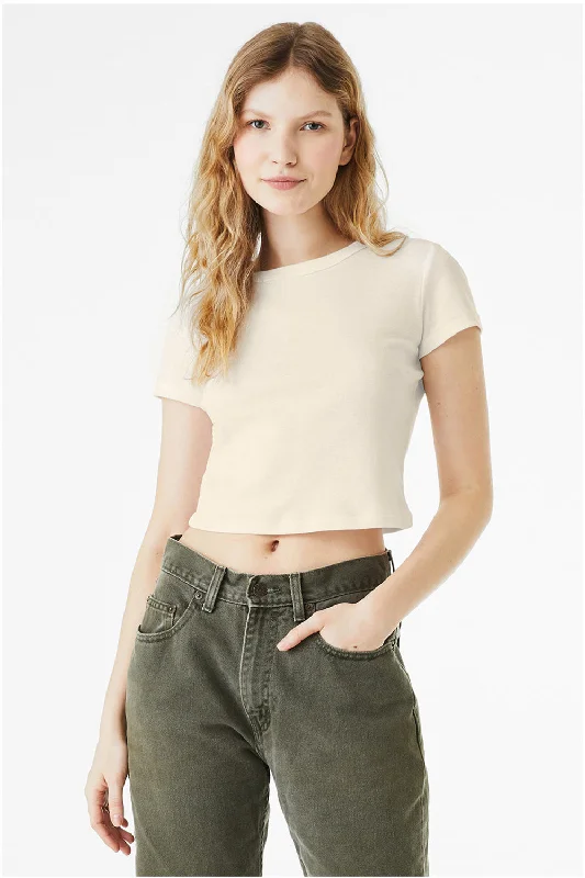 Women's T - shirt with a geometric printBella + Canvas Womens Micro Ribbed Short Sleeve Crewneck Baby T-Shirt - Natural