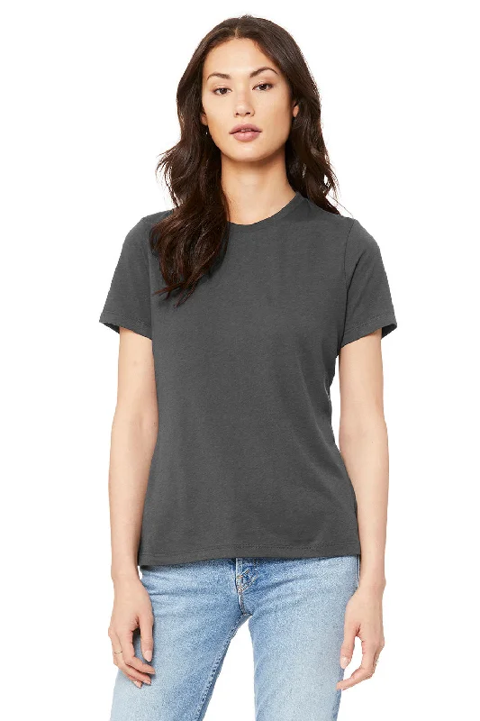 Women's T - shirt with a fringed hem and a tassel - trimmed pocketBella + Canvas Womens Relaxed Jersey Short Sleeve Crewneck T-Shirt - Asphalt Grey