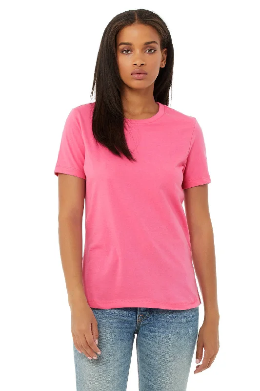 Printed women's T - shirt with a geometric - floral patternBella + Canvas Womens Relaxed Jersey Short Sleeve Crewneck T-Shirt - Charity Pink