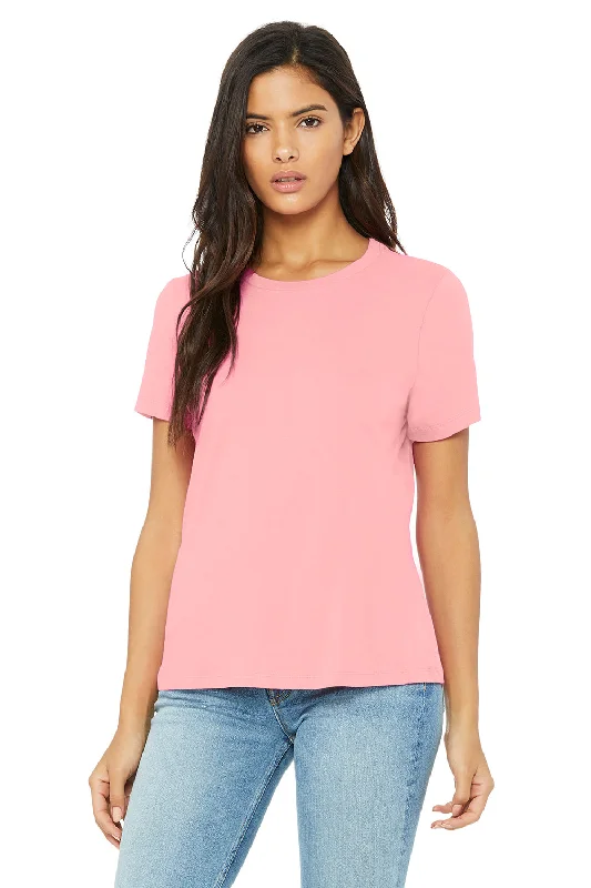 Printed women's T - shirt with a tropical patternBella + Canvas Womens Relaxed Jersey Short Sleeve Crewneck T-Shirt - Pink