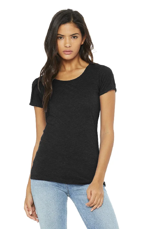 Plus size women's V - neck T - shirt for a flattering lookBella + Canvas Womens Short Sleeve Crewneck T-Shirt - Heather Black