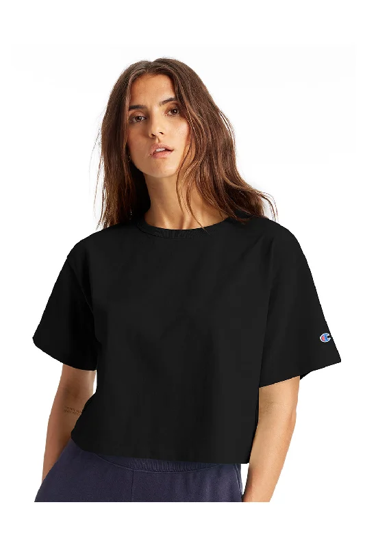Women's T - shirt with a cut - out detailChampion Womens Heritage Cropped Short Sleeve Crewneck T-Shirt - Black