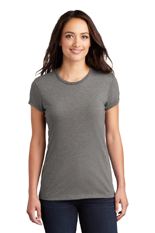 Fuzzy women's T - shirt with a fur - like textureDistrict Womens Fitted Perfect Tri Short Sleeve Crewneck T-Shirt - Grey Frost