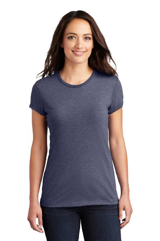 Tie - dye women's T - shirt in unique patternsDistrict Womens Fitted Perfect Tri Short Sleeve Crewneck T-Shirt - Navy Blue Frost