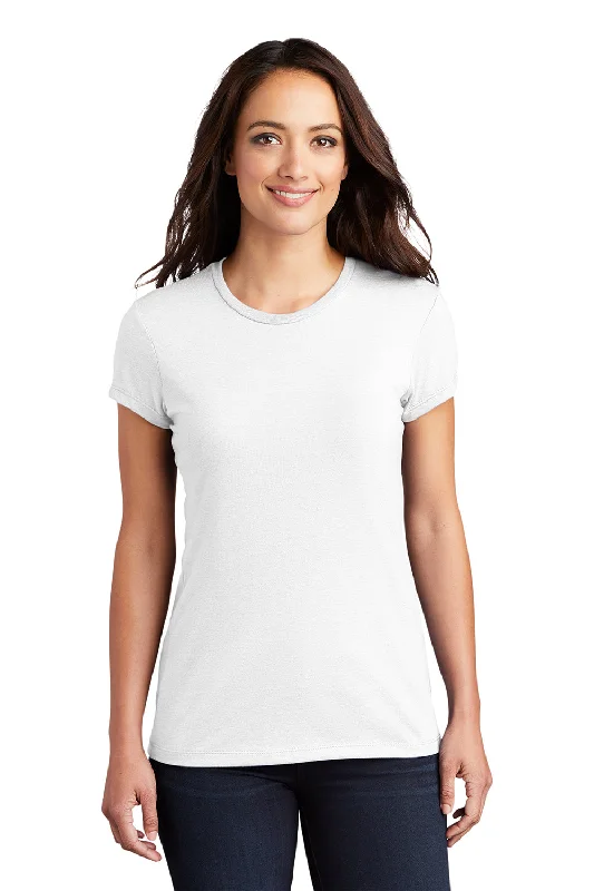 Color - blocked women's T - shirt for a bold statementDistrict Womens Fitted Perfect Tri Short Sleeve Crewneck T-Shirt - White