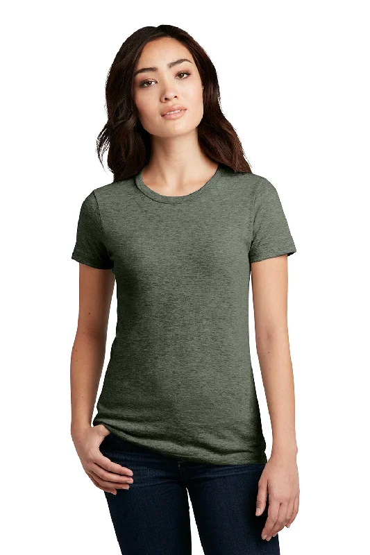 Metallic - threaded women's T - shirt for a touch of glamourDistrict Womens Perfect Blend Short Sleeve Crewneck T-Shirt - Heather Olive Green