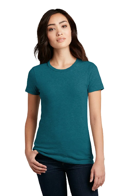 Women's T - shirt with a side slit for added styleDistrict Womens Perfect Blend Short Sleeve Crewneck T-Shirt - Heather Teal Green