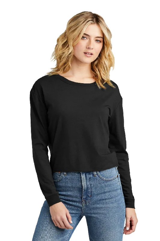 Women's T - shirt with a high - low hemDistrict Womens Perfect Tri Midi Long Sleeve Crewneck T-Shirt - Black